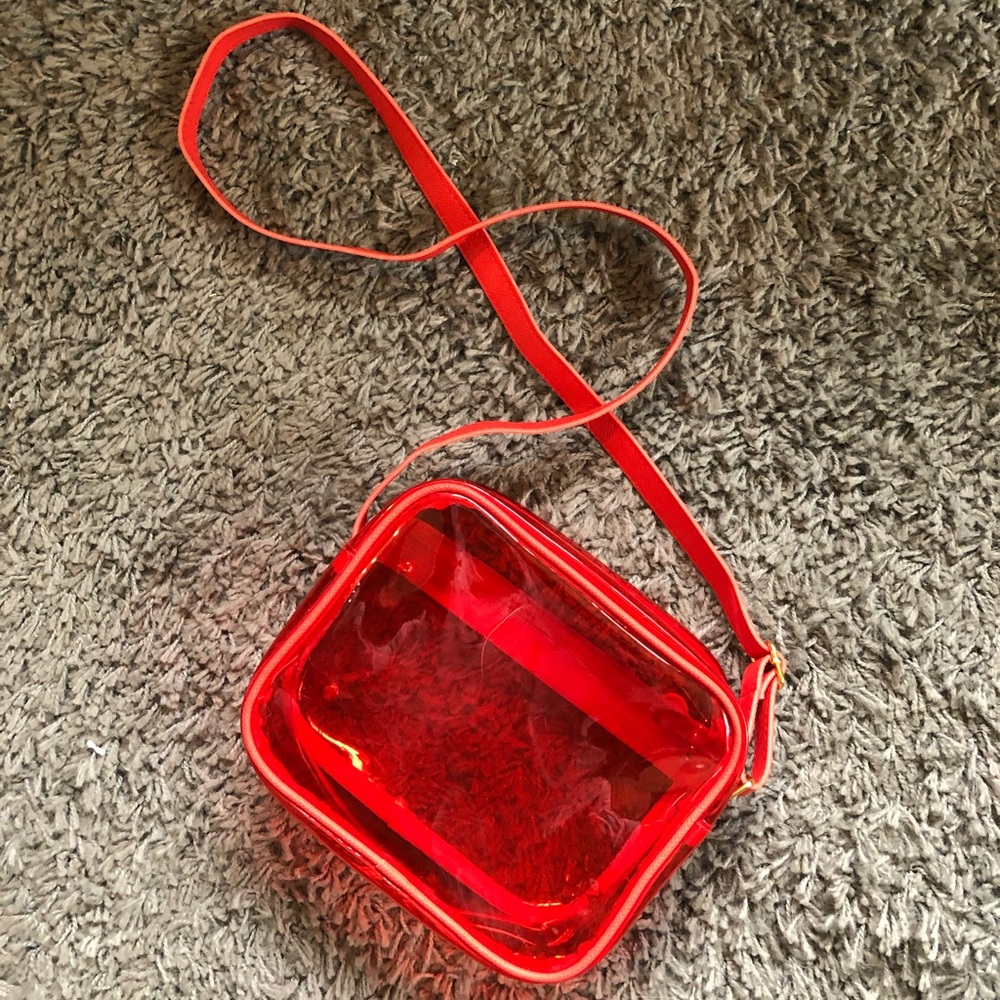 Red see through satchel